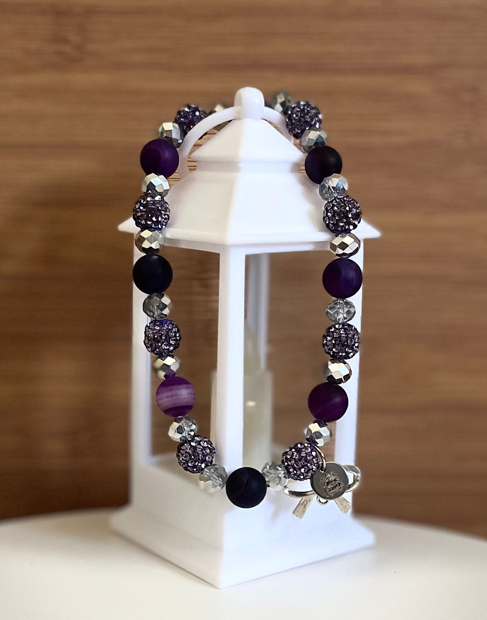 Thumbnail: Purple & Silver Beaded Bracelet