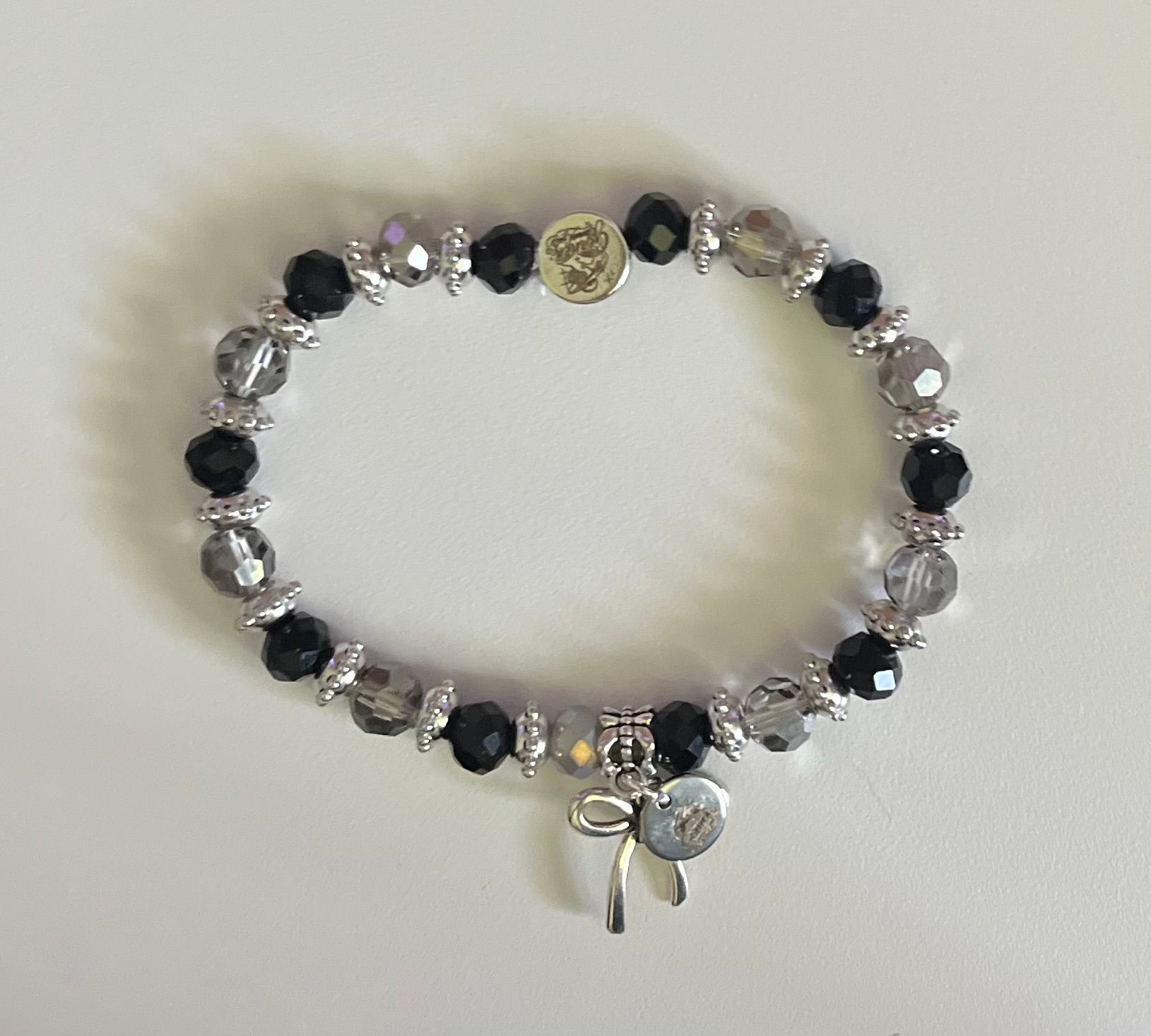 Black, Gray, & Silver Beaded Bracelet