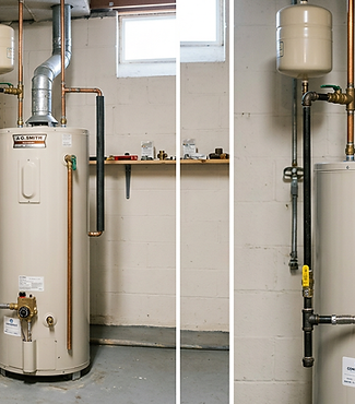 Water heater system installation and plumbing connections