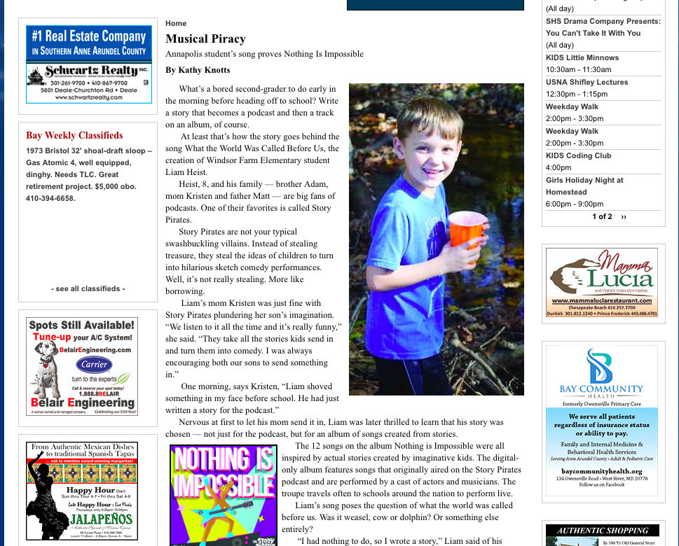 Bay Weekly Article