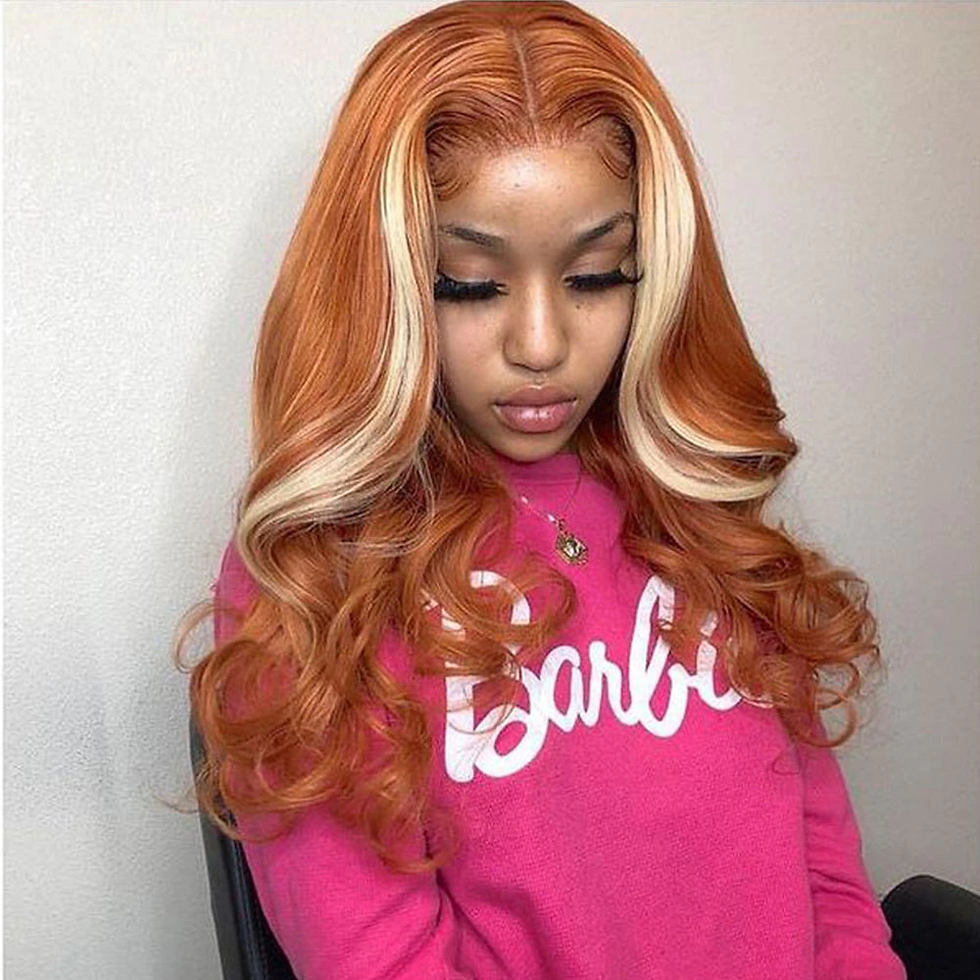 Thumbnail: 30 Inch Ginger Body Wave  13x4 Hd  Transparent Lace Frontal Wig 613 Blonde