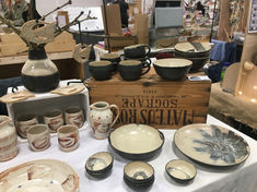 Gilliflower Pottery's beautiful handmade pottery on display in Cornwall Makers Christmas Market