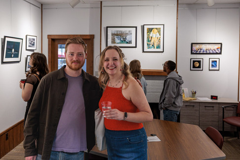Visitors enjoying a meet the artist reception in Yellow Springs Ohio