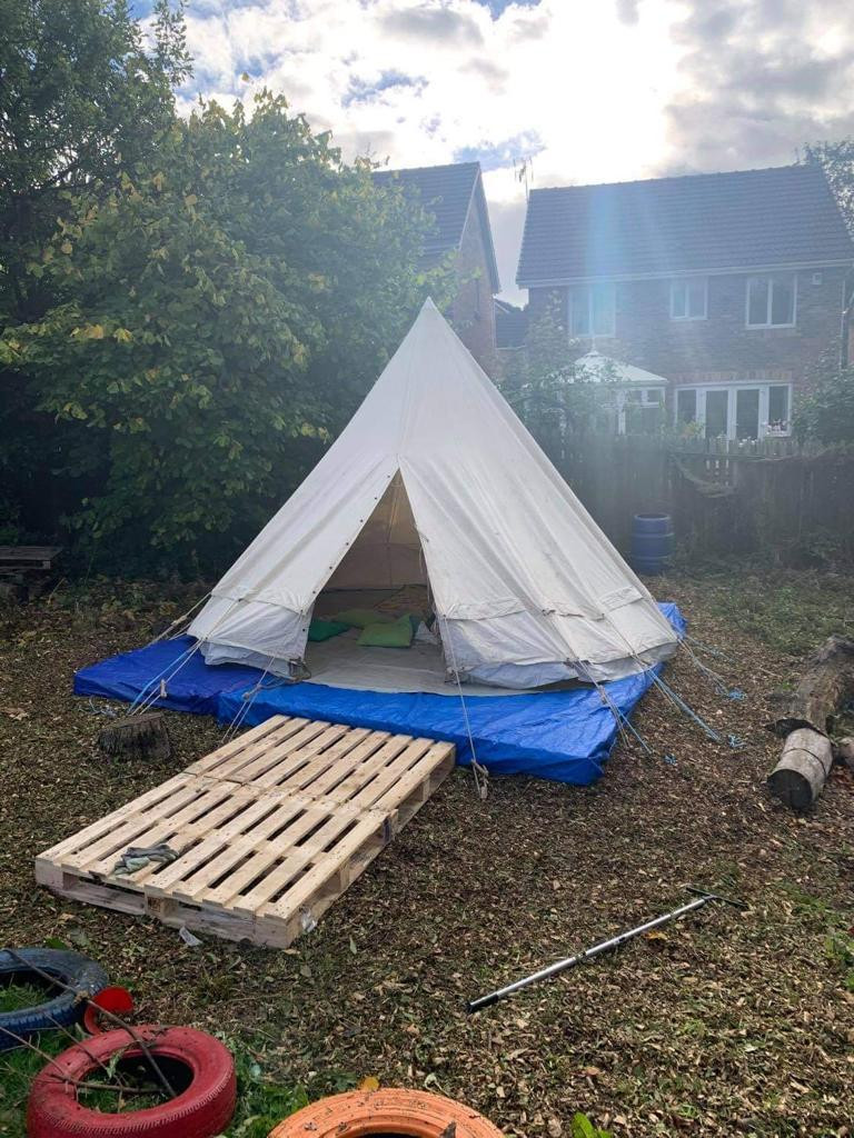 White Bell Tent in Wood Land Area