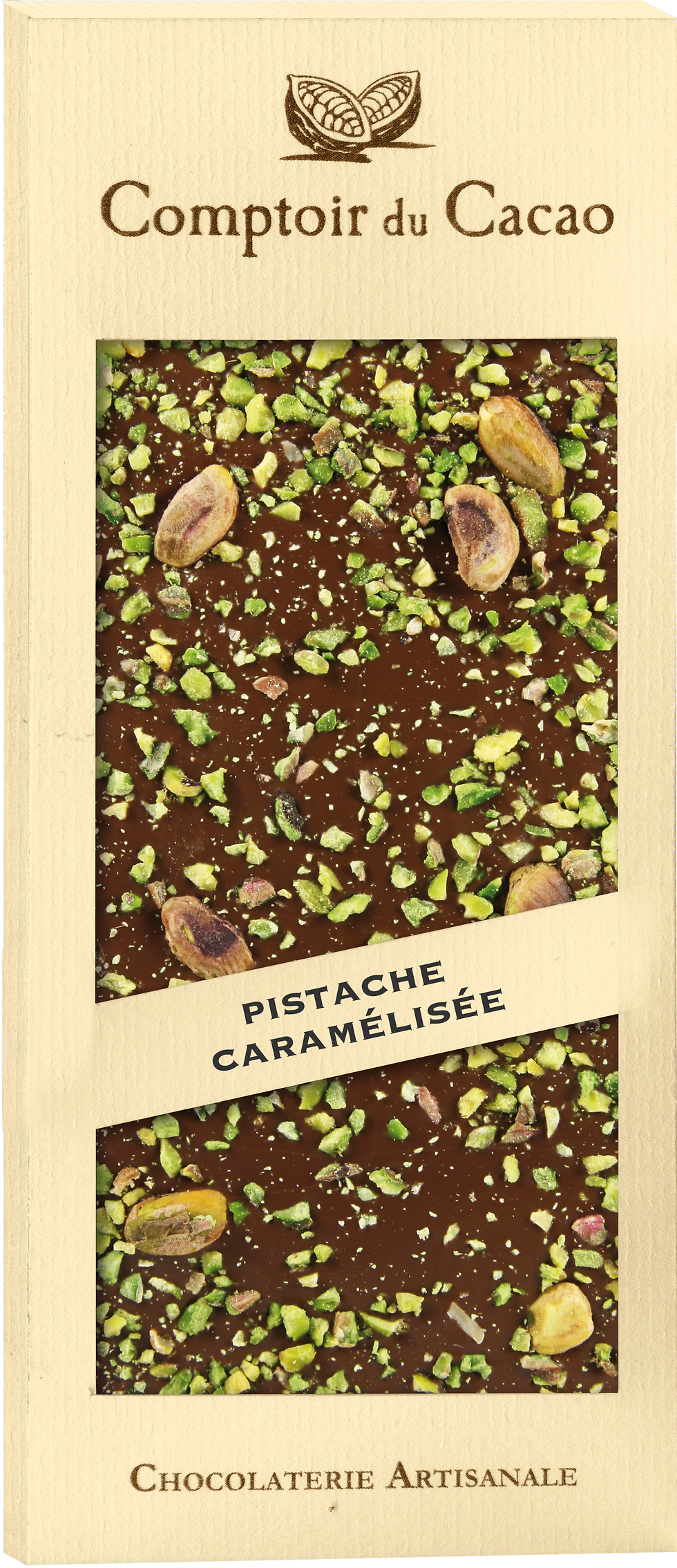 Caramelized Pistachio Milk Chocolate Bar, Comptoir du Cacao