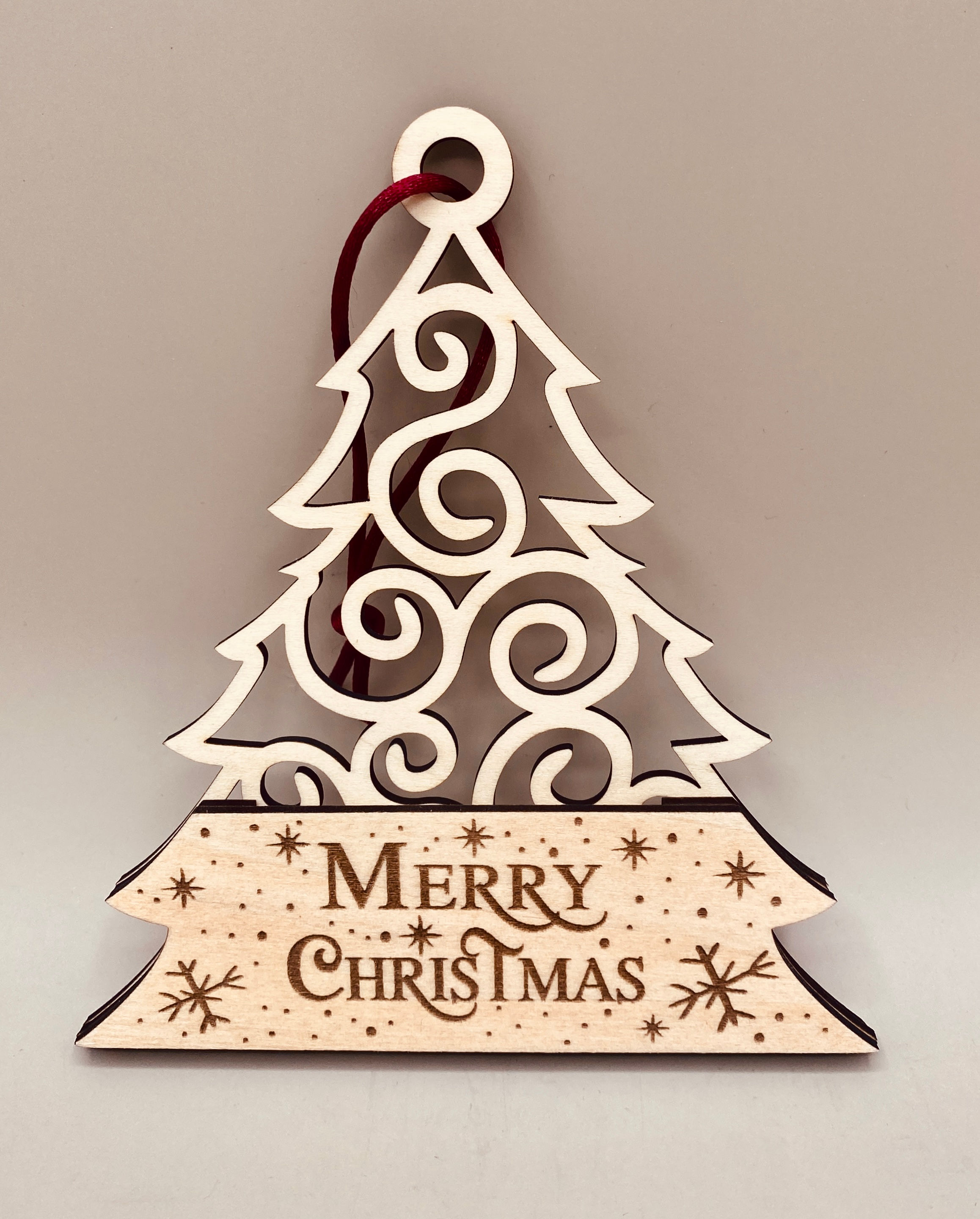 Wood Christmas Tree Gift Card Holder Ornament