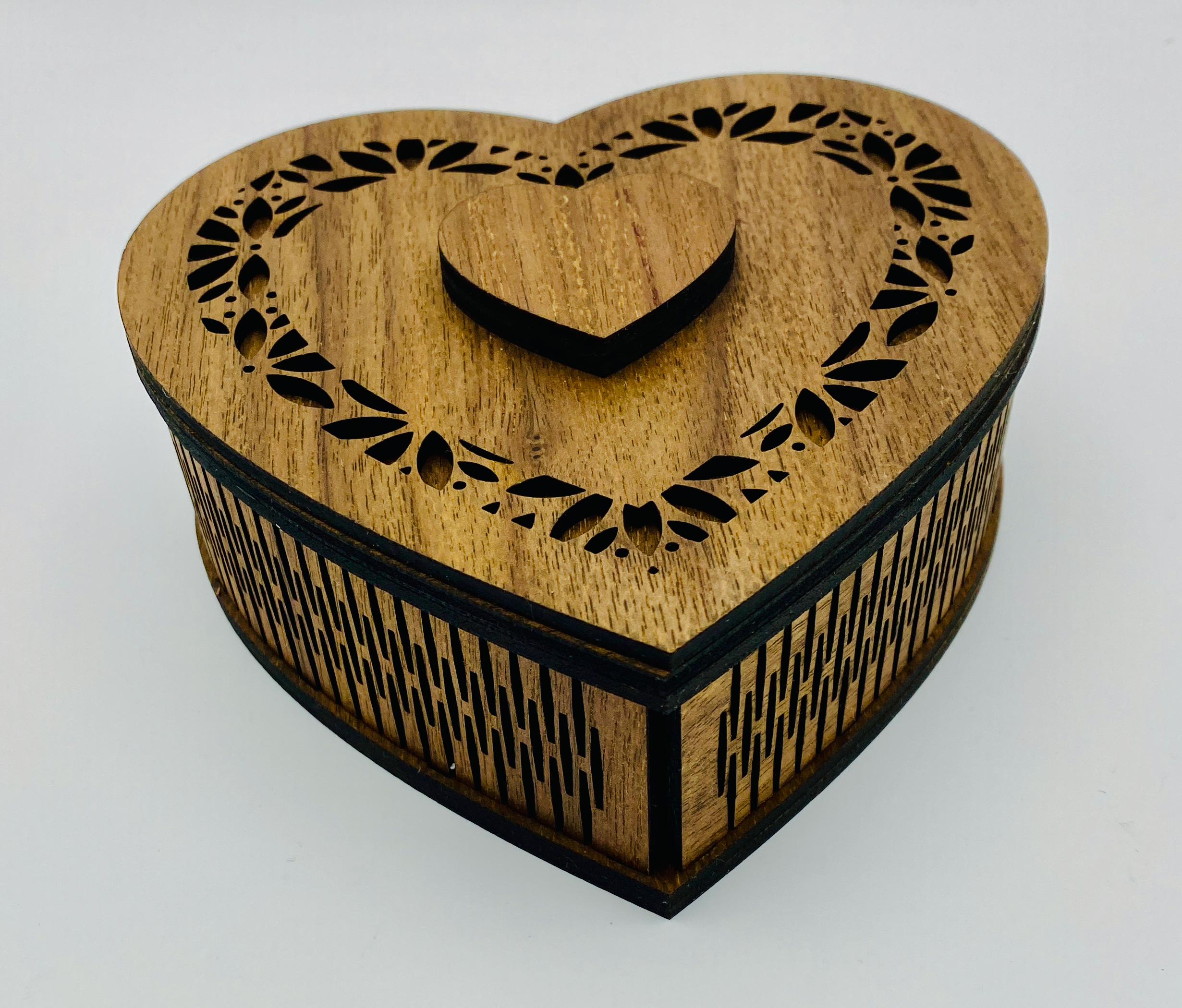 Wooden Heart shaped fretwork box