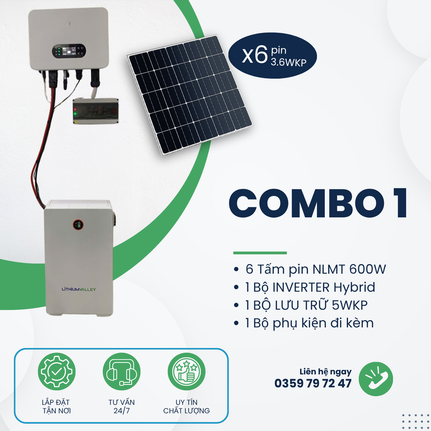 Combo 1 - Dịch Vụ Lắp Đặt Năng Lượng Mặt Trời