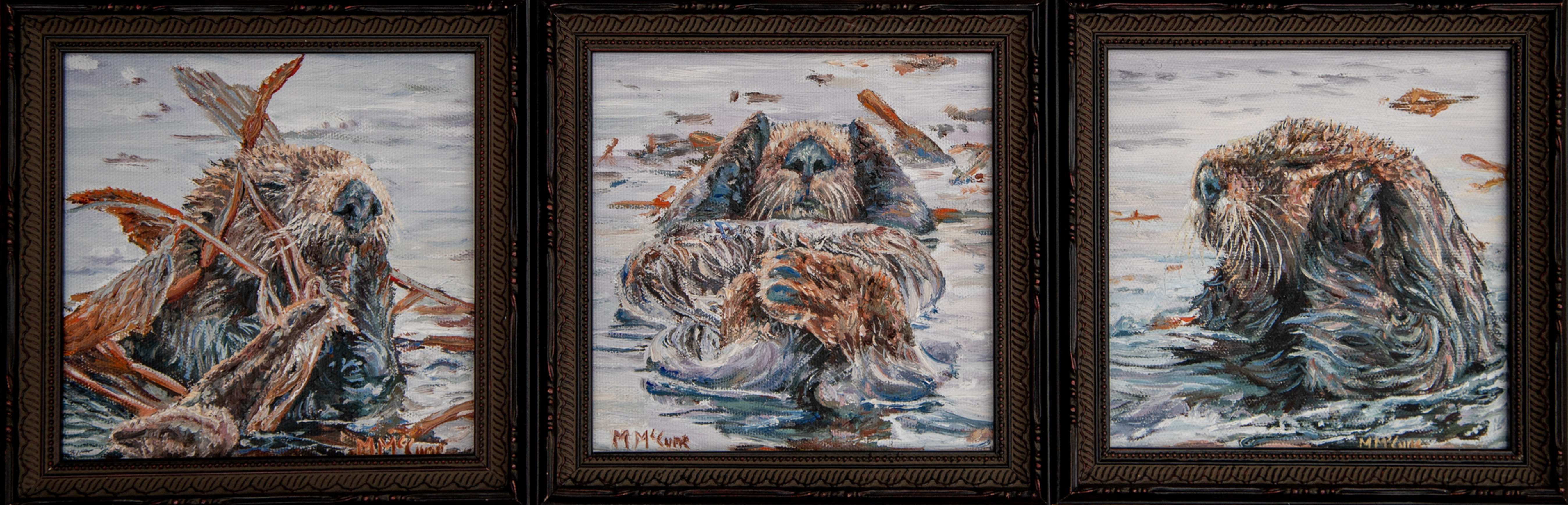 No Evil Otters - triptych