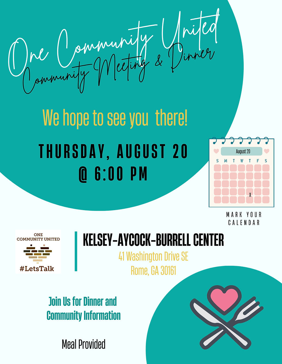 Community Meeting & Dinner - August 20, 2026
