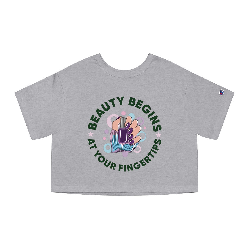 Thumbnail: Beauty Begins At Your Fingertips Champions Crop Top | Nail Tech Cropped Shirt