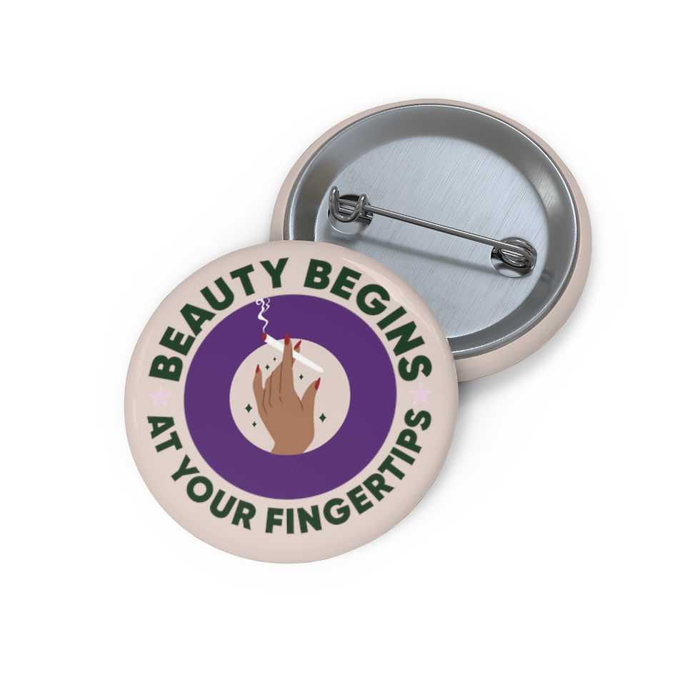 Thumbnail: Beauty Begins At Your Fingertips Weed Pin | Jean Jacket Accessory for Weed Lover