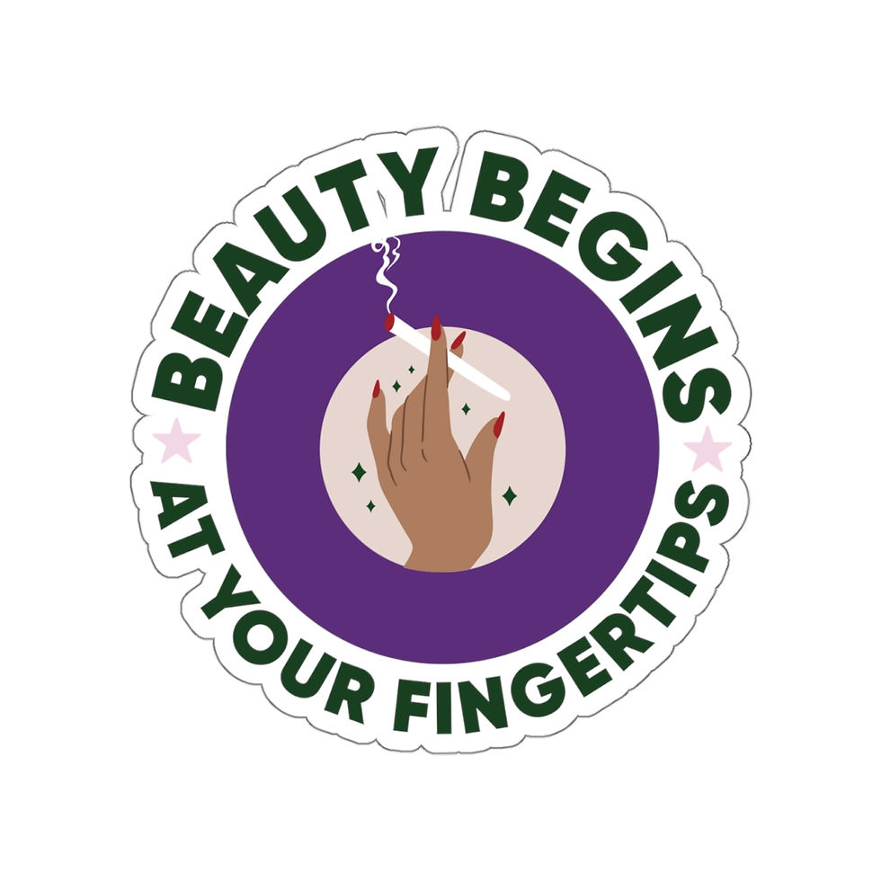 Thumbnail: Beauty Begins At Your Fingertips Round Vinyl Sticker | Weed Sticker | Weed Gift