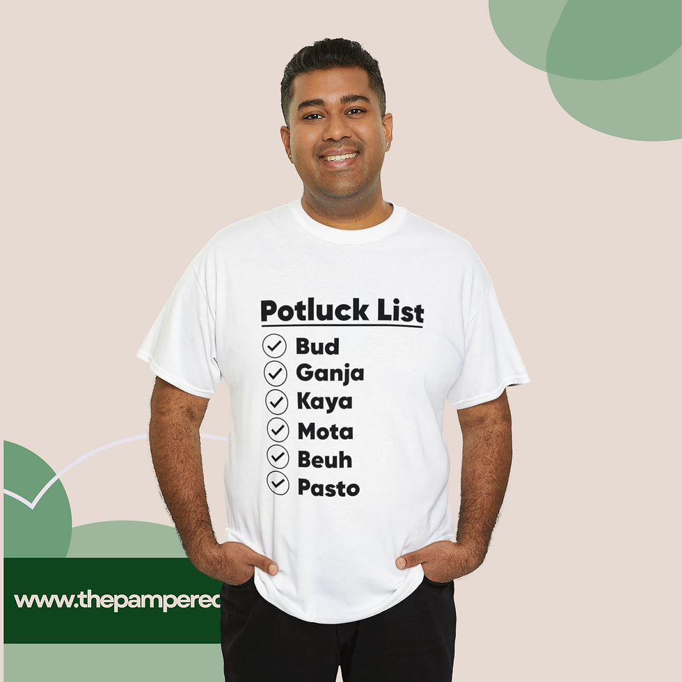 Thumbnail: Unisex Shirt Potluck List: Bud, Ganga, Kaya, Mota, Beuh, Pasto | Weed Shirt
