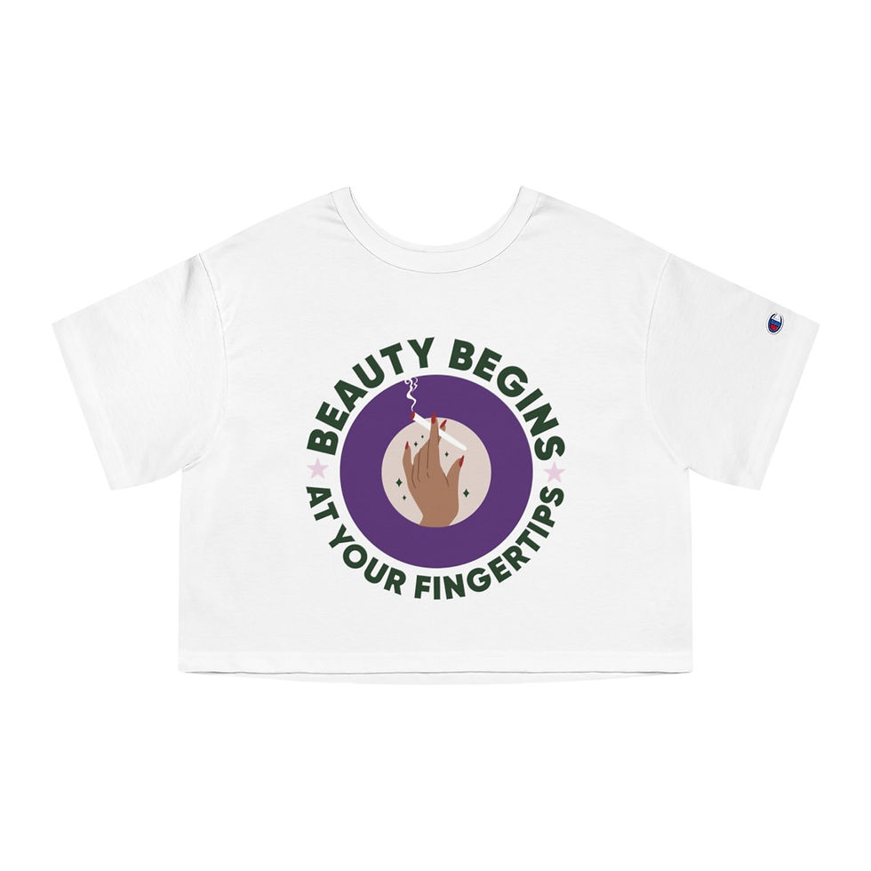 Thumbnail: Beauty Begins At Your Fingertips Champion Cropped Shirt | Weed Crop Top