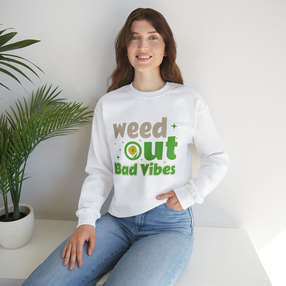 Thumbnail: Weed Out Bad Vibes Unisex Sweatshirt | Crewneck Weed Sweatshirt | Weed Apparel