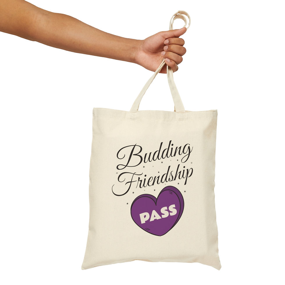 Thumbnail: Budding Friendship Puff Puff Pass Cotton Canvas Tote Bag | Weed Tote Bag