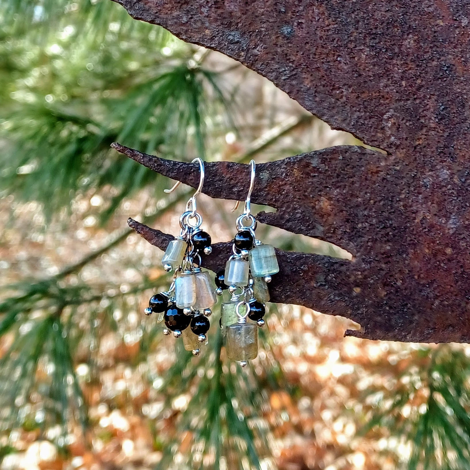 Lab with Black Onyx Earrings