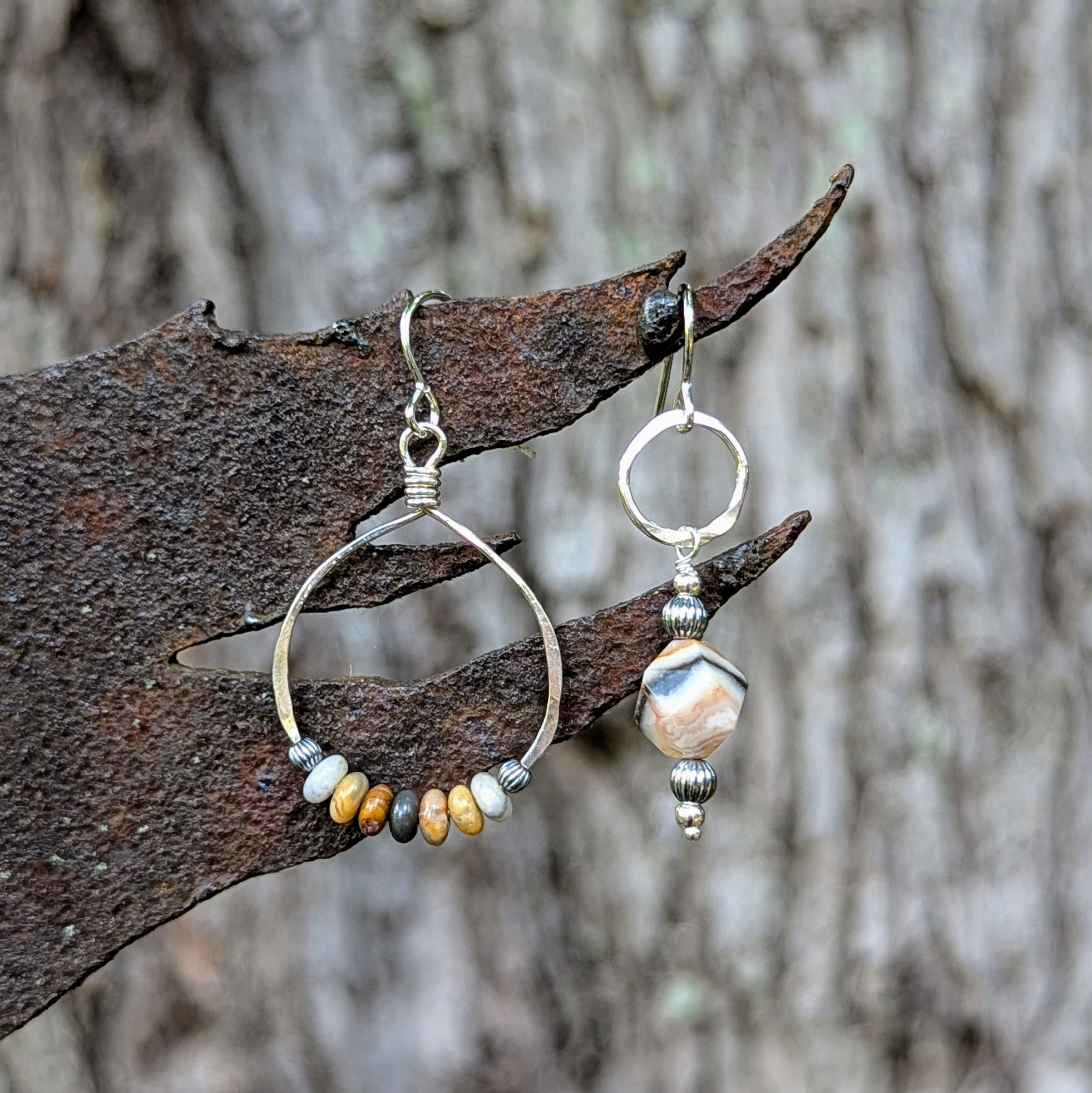 Crazylace Agate Sterling Loop Sister Earrings