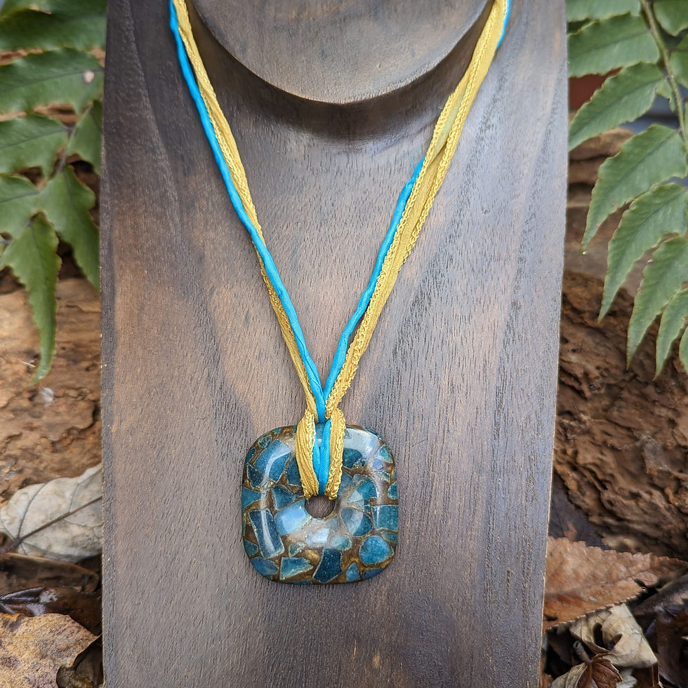 Nature in the Blue Stone and Silk Necklace