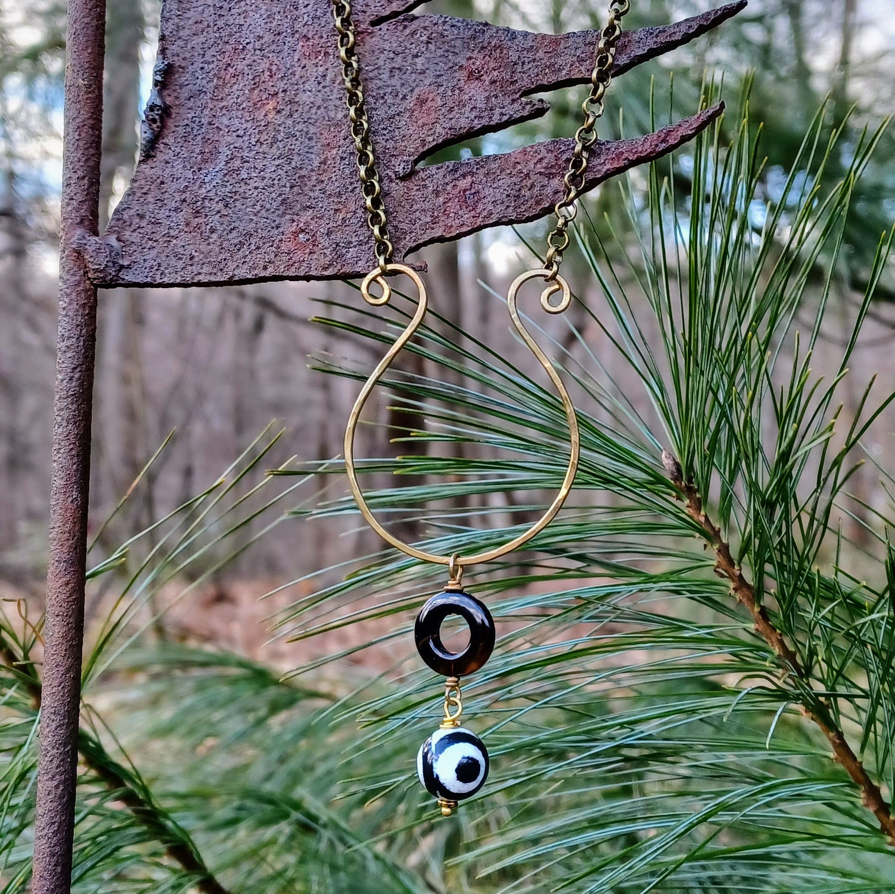 Vyntage Brass Urn with Black