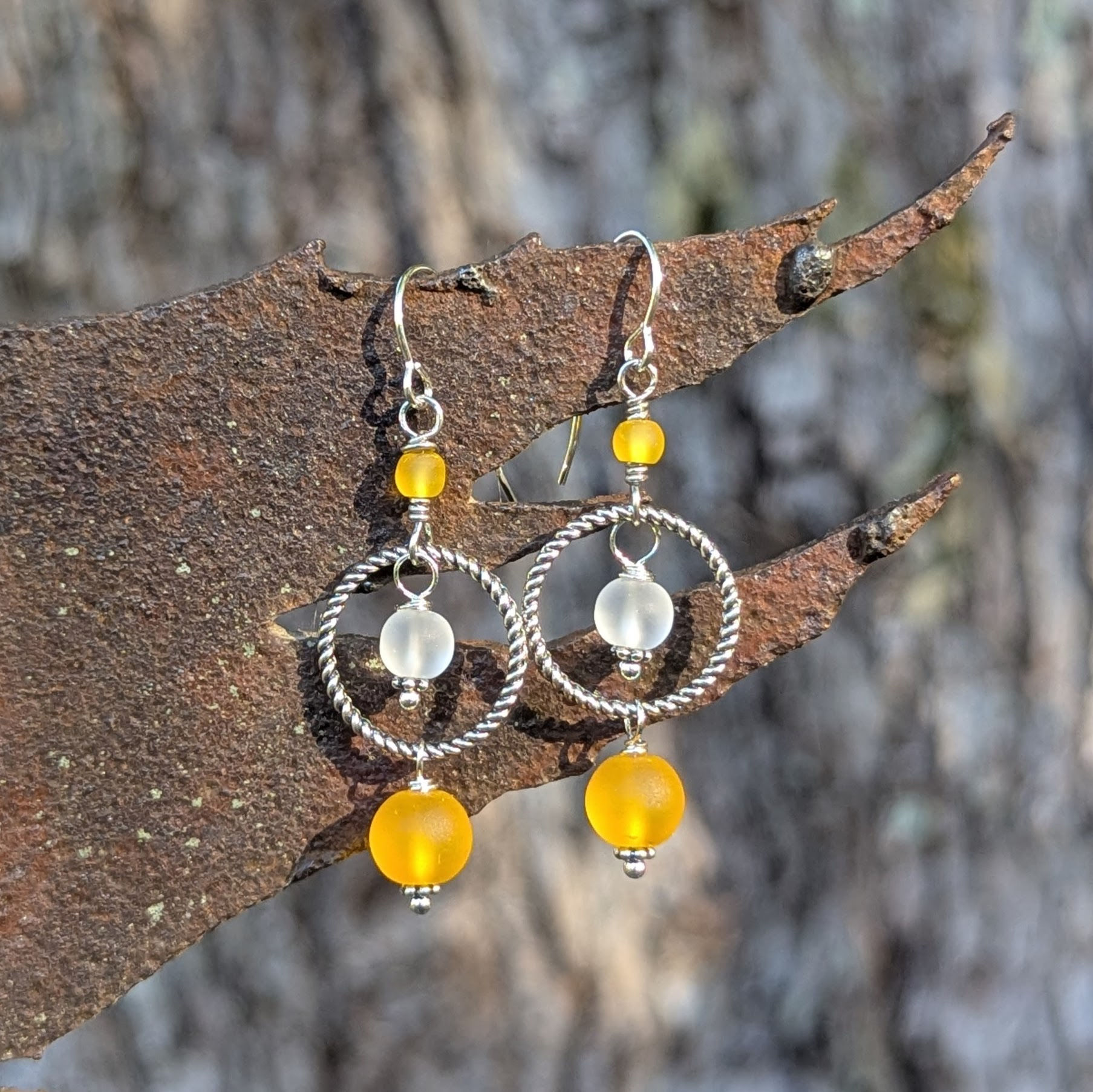 "Sea Glass" Yellow Earrings