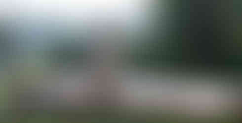 A Jenga game with a mountain view