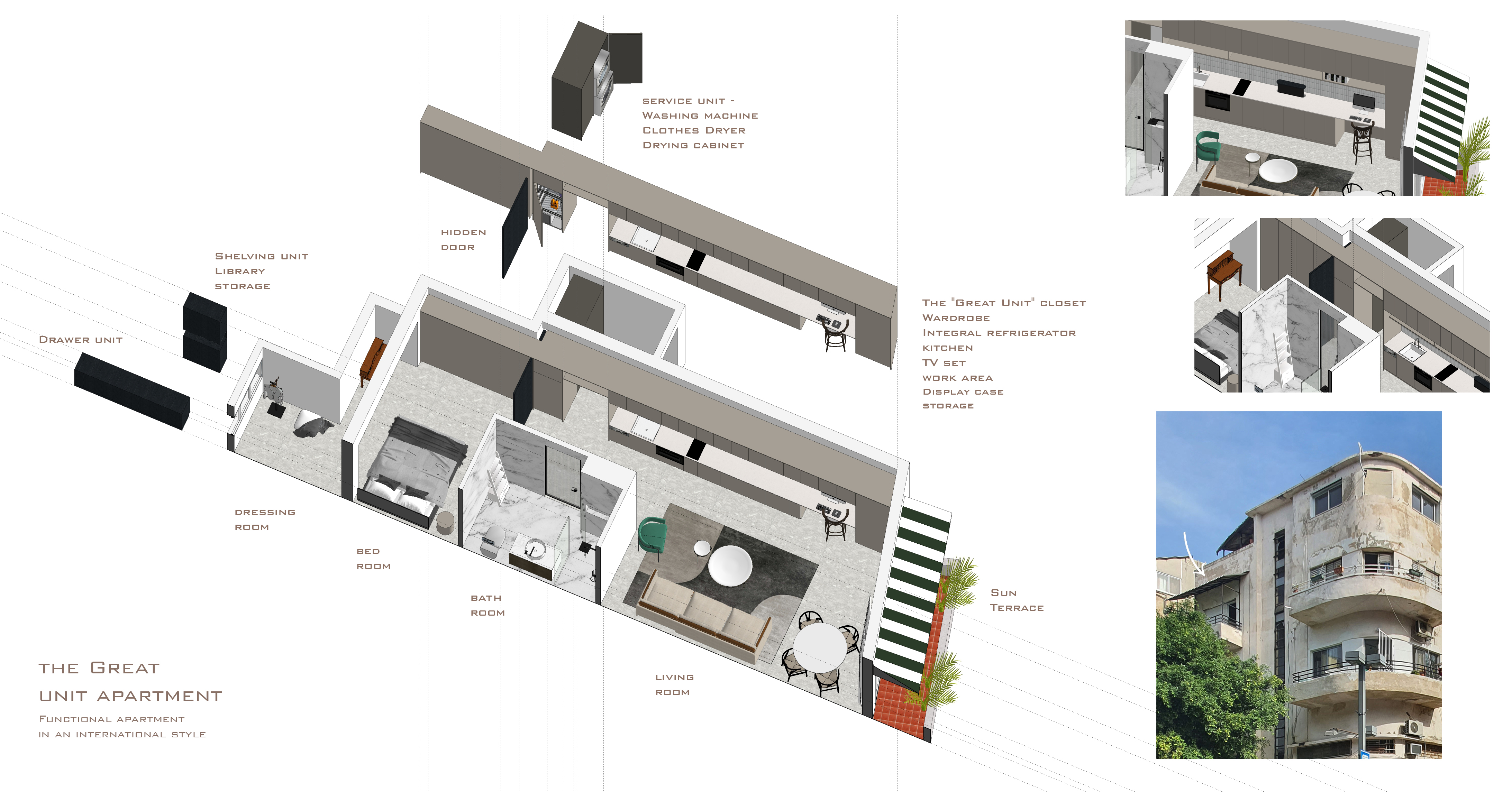 Apartment building design plans: floor plans, exterior view, Kotproject