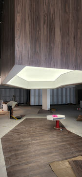 Modern building interior with unique lighting