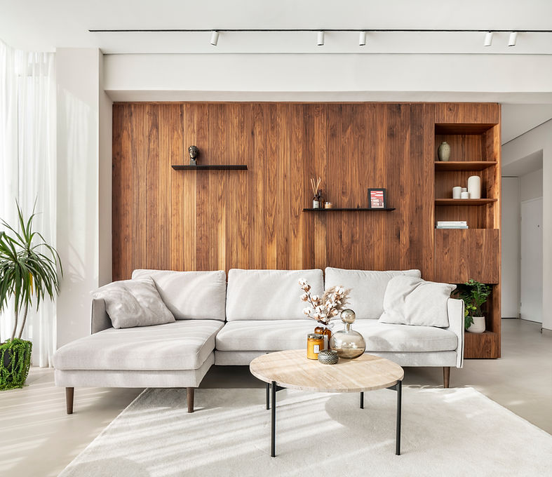 Modern light gray sectional sofa in contemporary living room