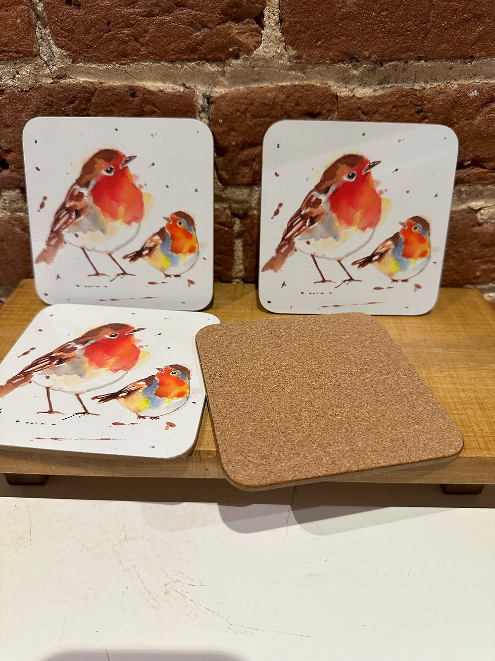 Thumbnail: Winter Robin Coasters set of 4