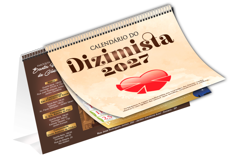 Calendário de dizimista de mesa para distribuição aos dizimistas