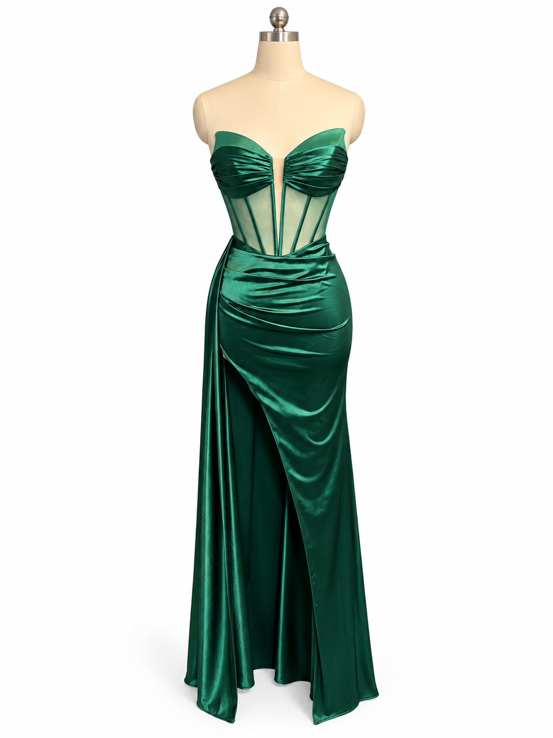 Satin Corset Gown with Draped Detailing