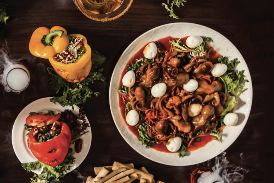 Sweet and Spicy Marinated Baby Octopus with Quail Eggs