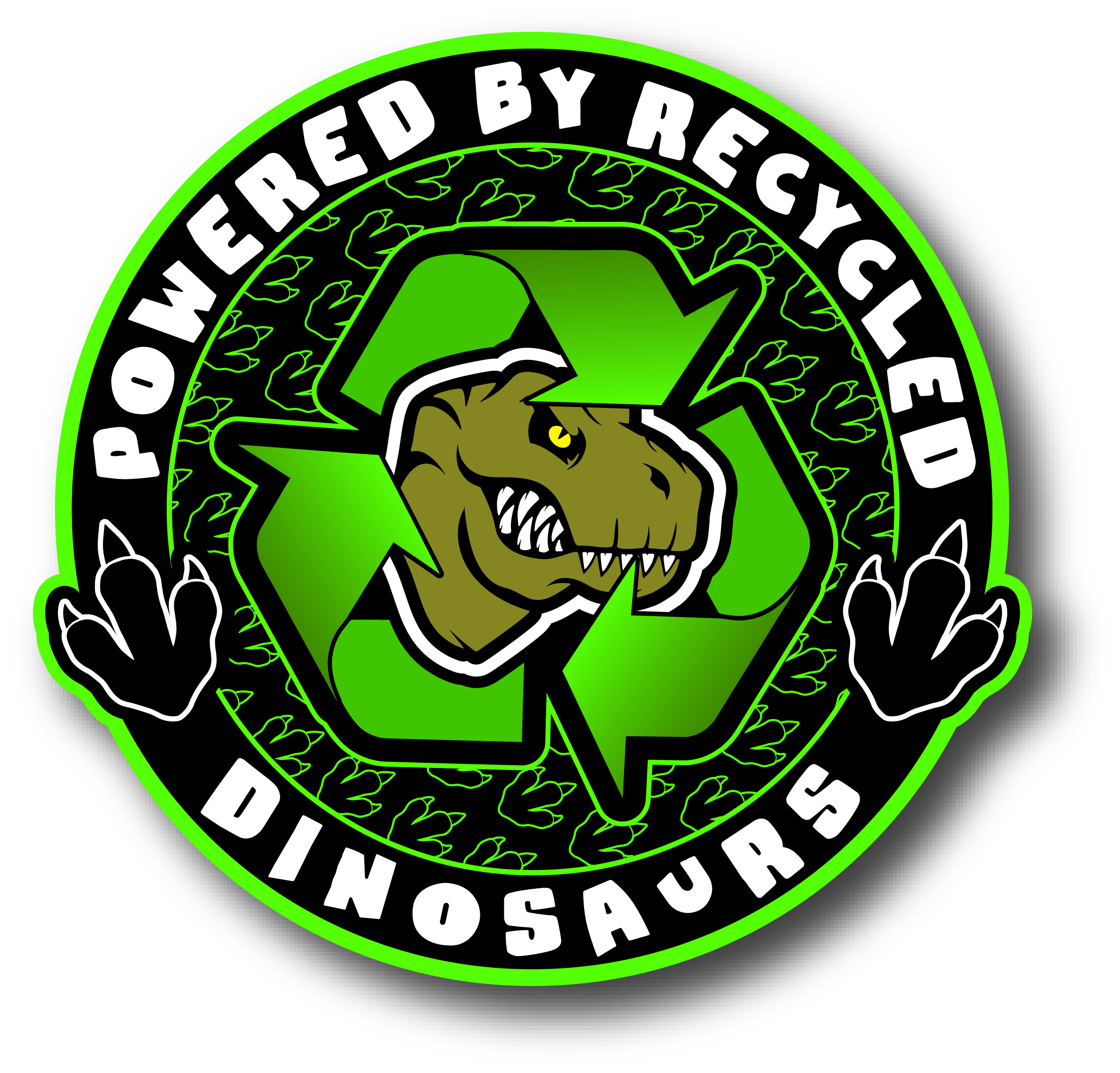 Powered By Recycled Dinosaurs Car Sticker Decal