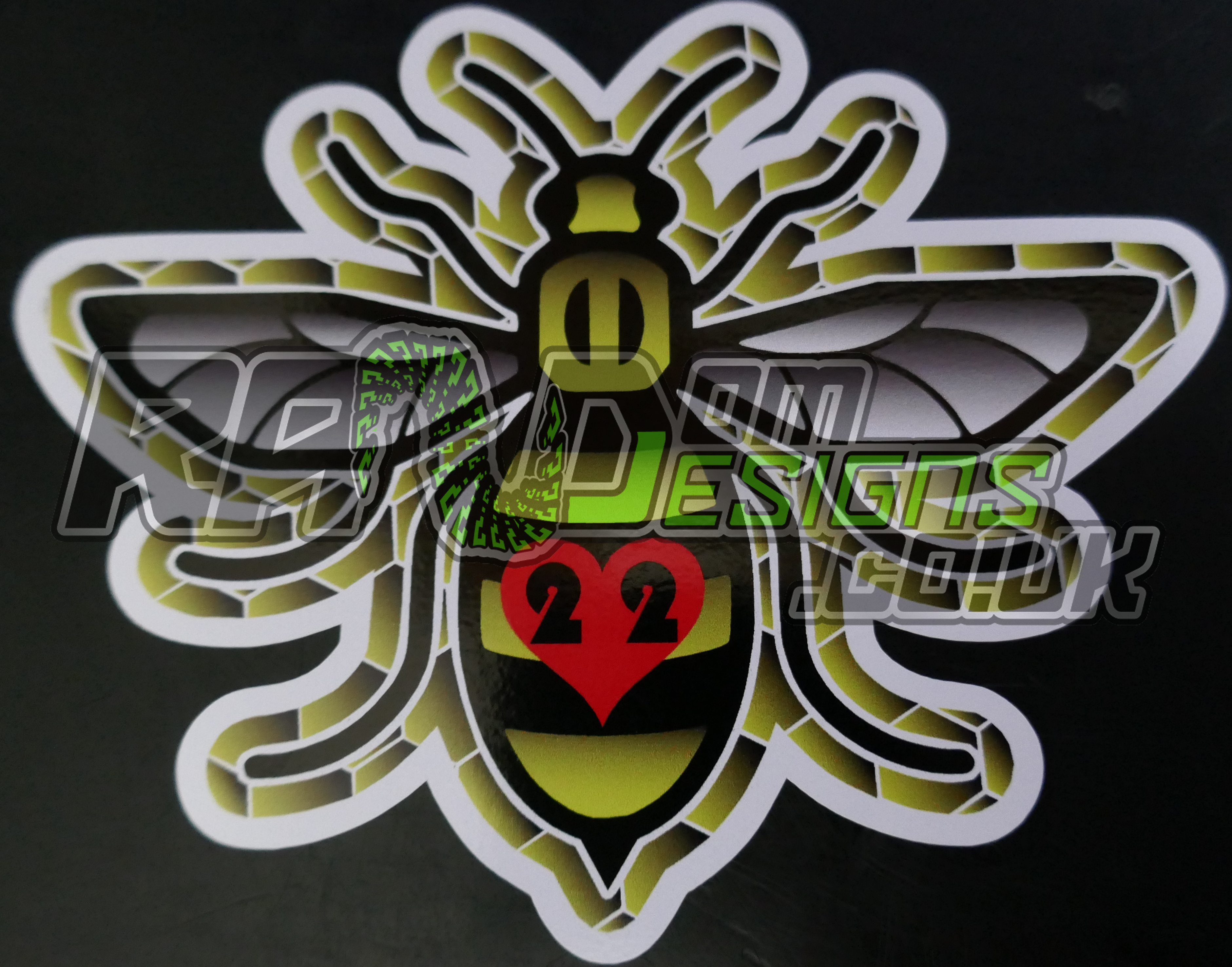 Manchester Bee Honeycomb Fade Yellow - Black Car Sticker