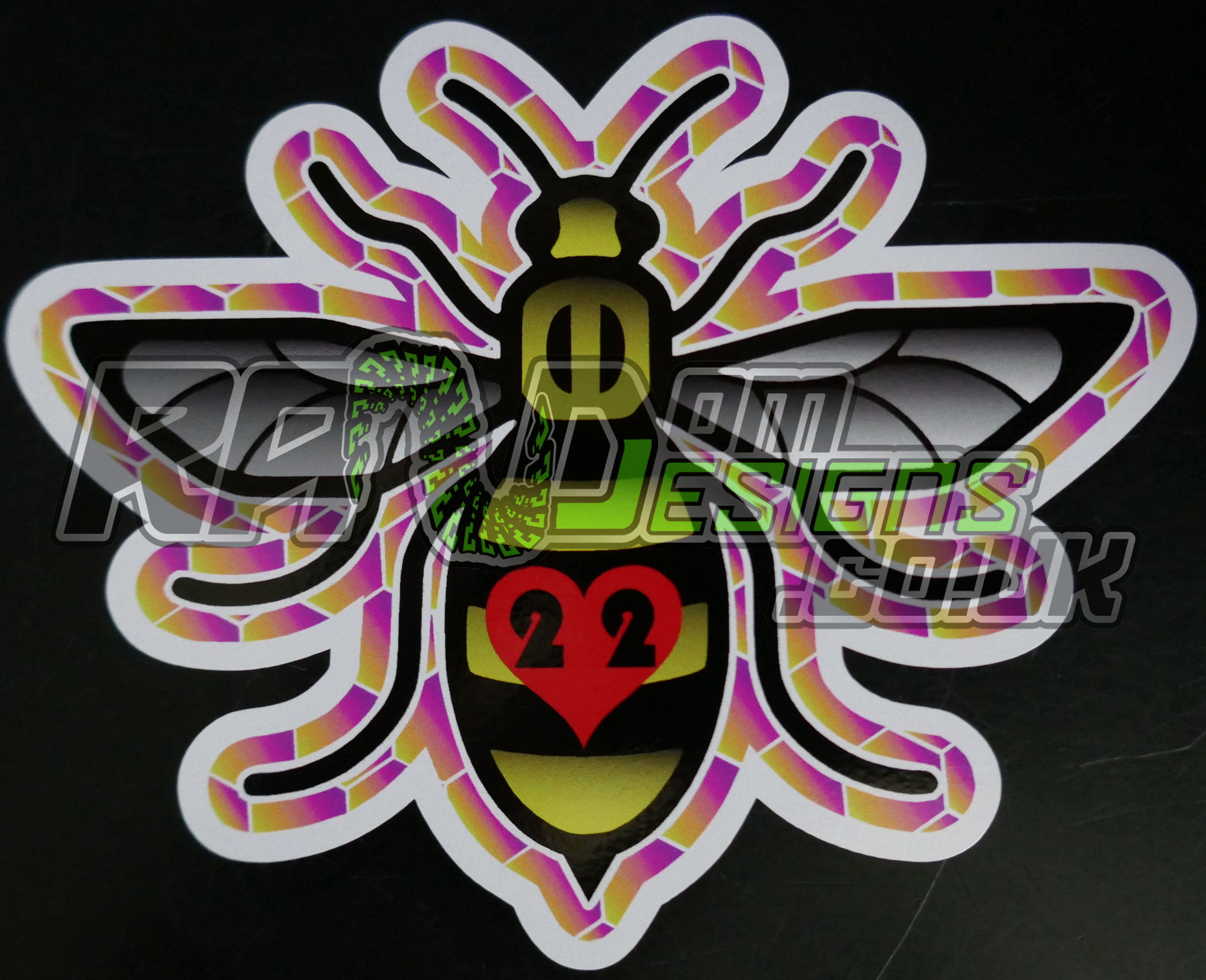 Manchester Bee Honeycomb Fade Yellow - Pink Car Sticker