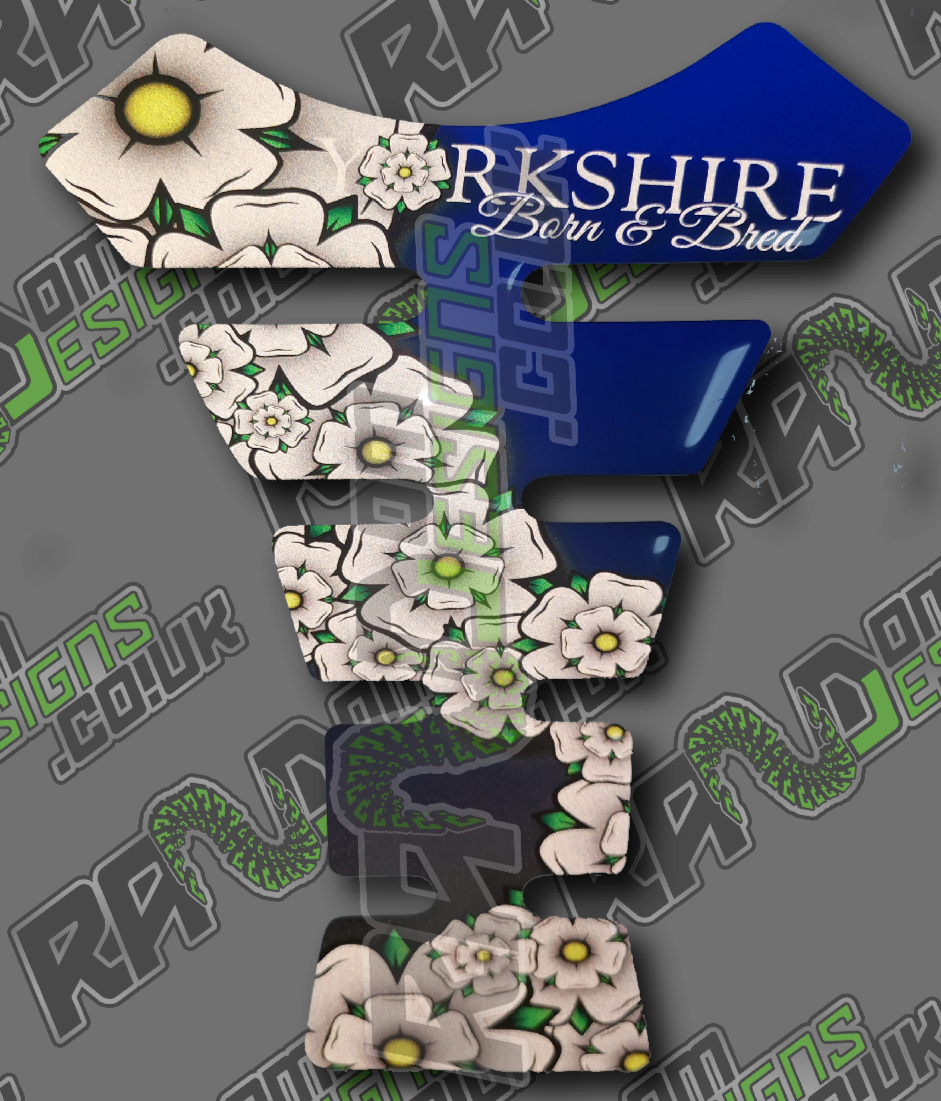 Yorkshire Born And Bread Rose Repeat(REFLECTIVE) Motorbike Gel Tank Protector