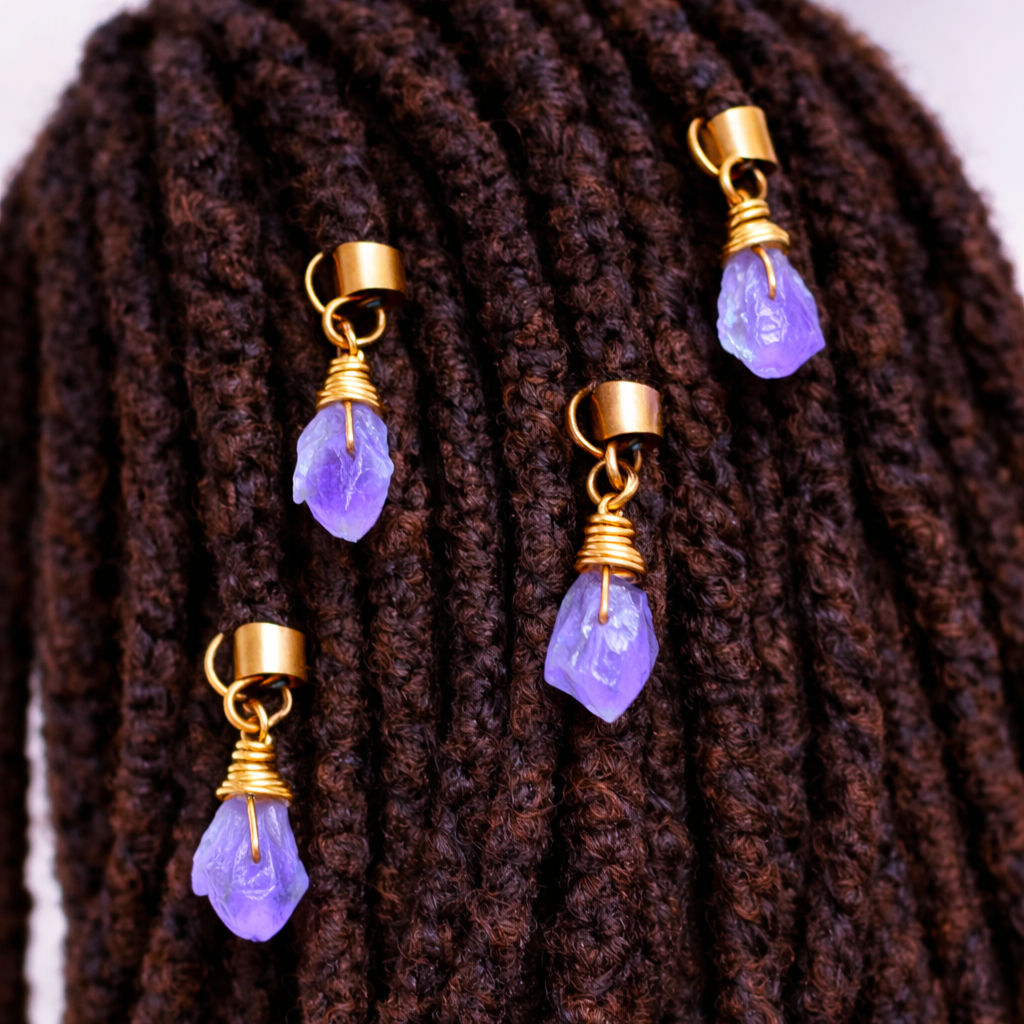 Raw Amethyst Nugget Loc Beads (Set of 4)