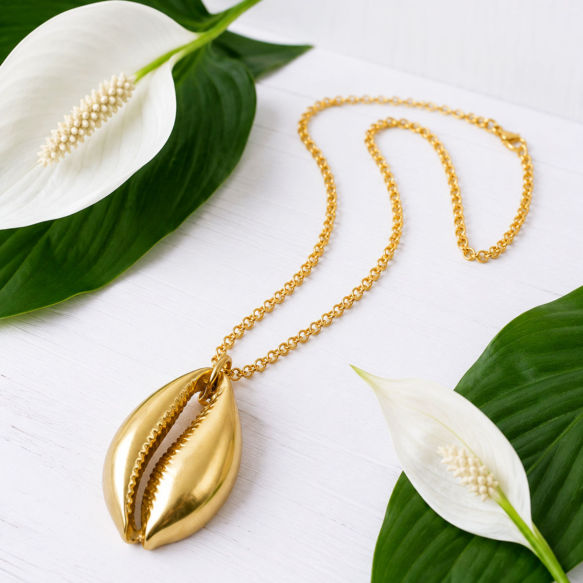 Jumbo Cowrie Shell Chain Necklace