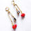 Thumbnail: Red Howlite Elephant & Batik Bead Earrings