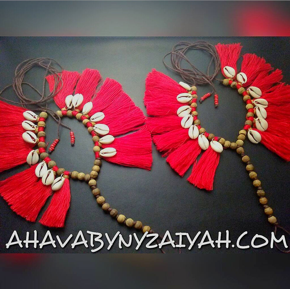 Red Tasseled Cowrie Shell Footless Sandals