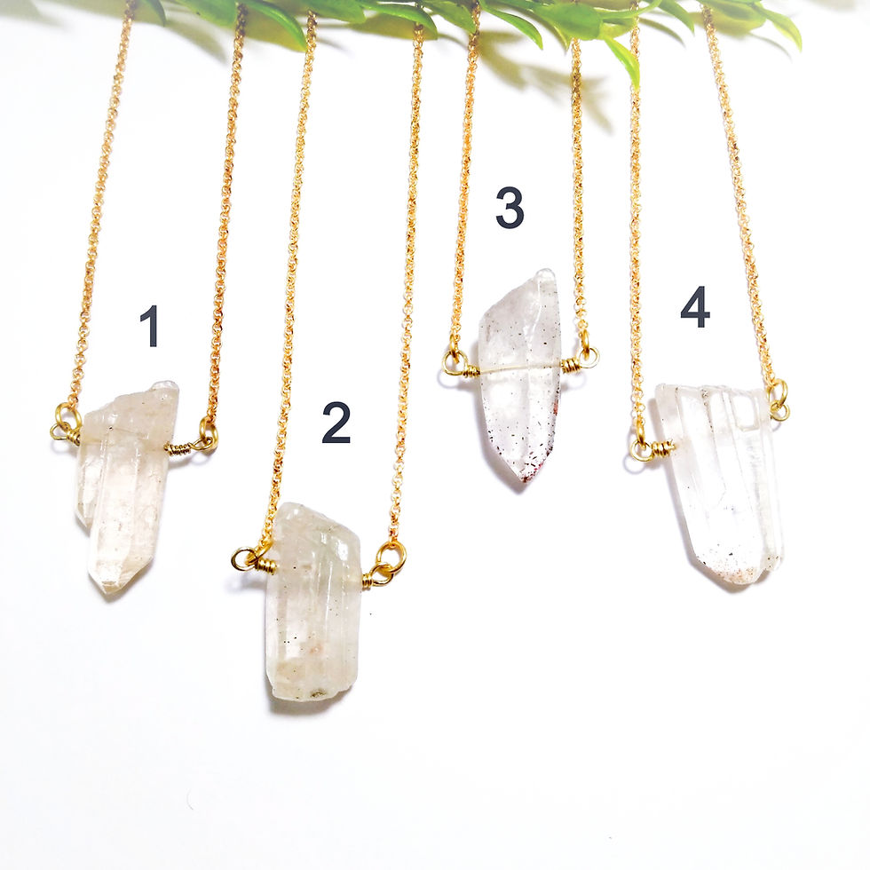 Thumbnail: Phantom Quartz Brass Chain Necklace with a hand-wrapped phantom quartz crystal.