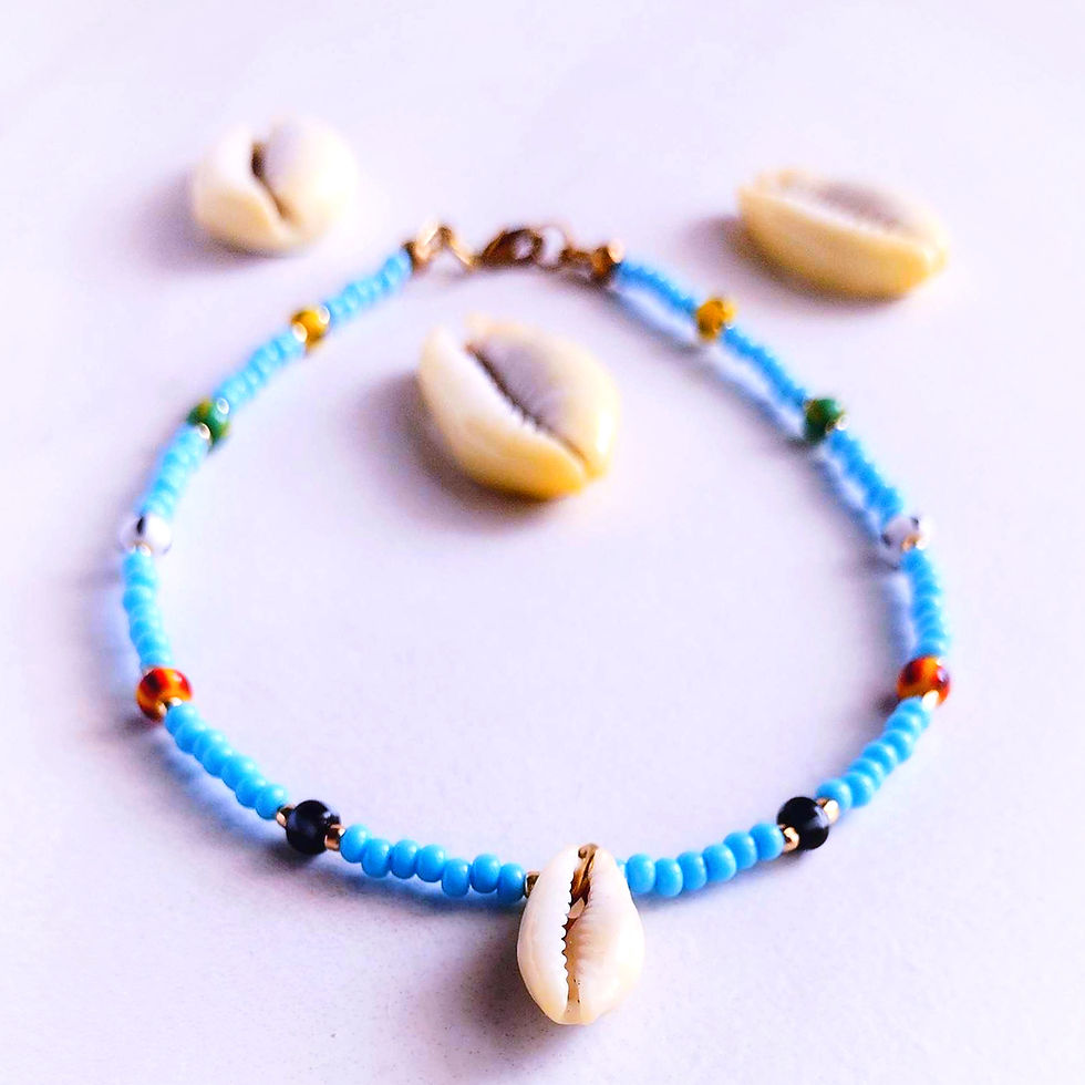Thumbnail: Island Breeze - Cowrie & African Bead Anklet