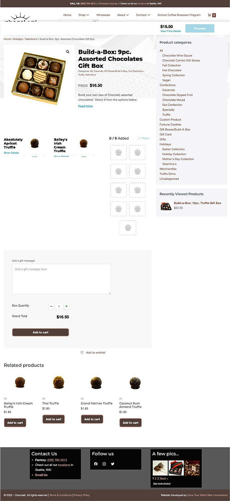 Existing Chocolati Build-a-box product details page