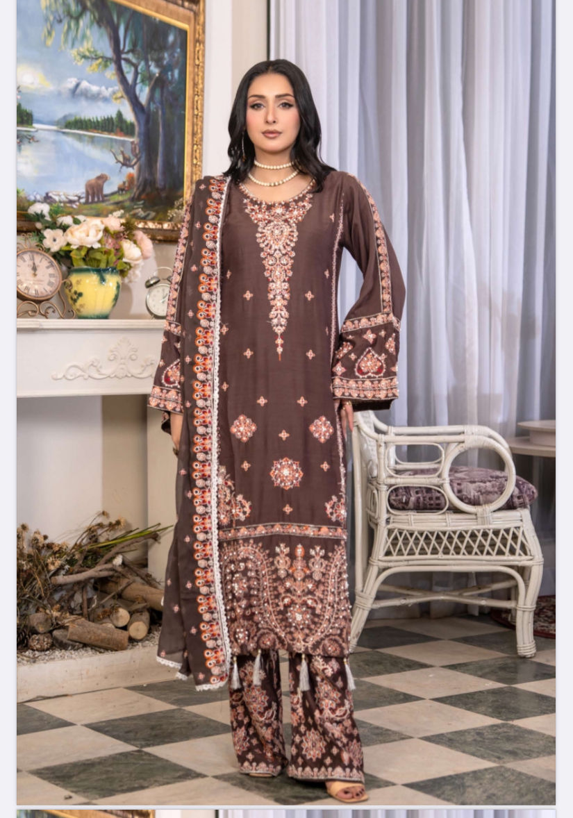 Thumbnail: Beautiful stitched viscose Fabric 3 pc causal ready to wear