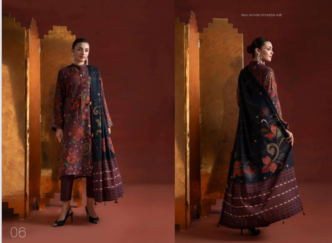 Gull jee Designer Khaddar winter 3 pc Casual dress Unstitched Pakistani