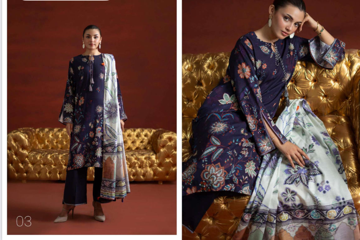 Gull jee Designer Khaddar winter 3 pc Casual dress Unstitched Pakistani