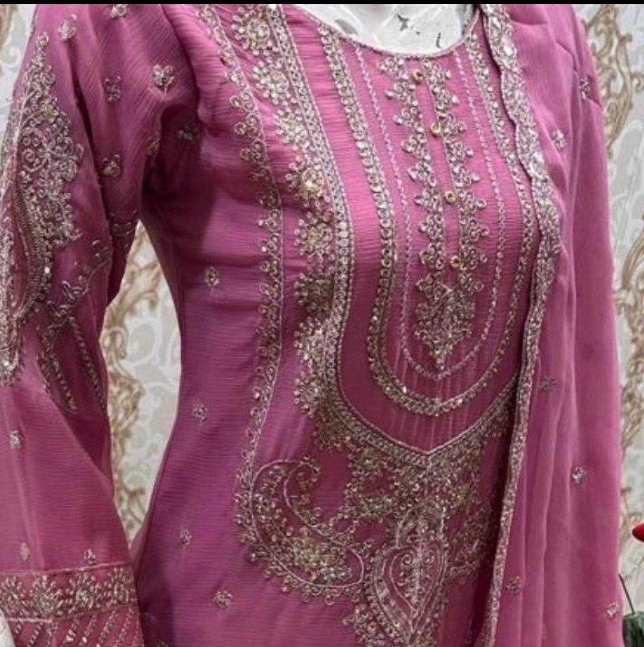 Beautiful chiffon Stitched Sharara suit ready to wear party wear 
