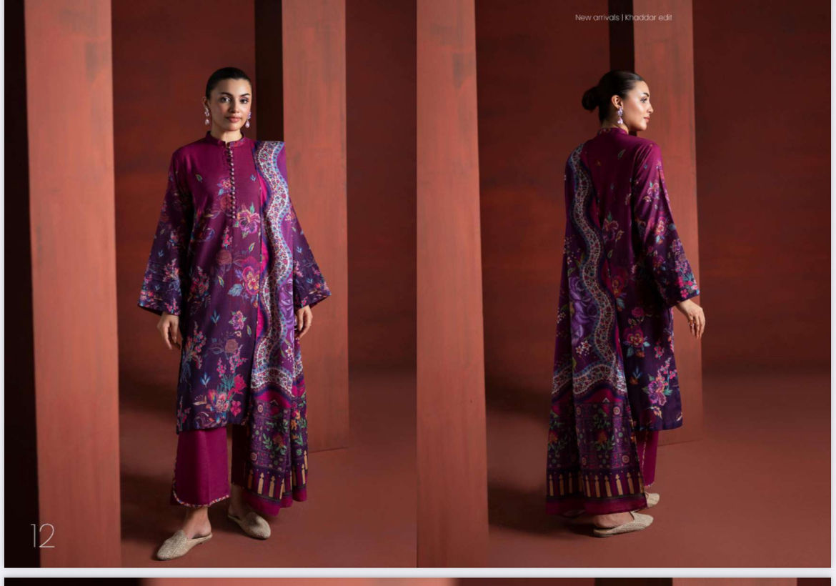 Gull jee Designer Khaddar winter 3 pc Casual dress Unstitched Pakistani